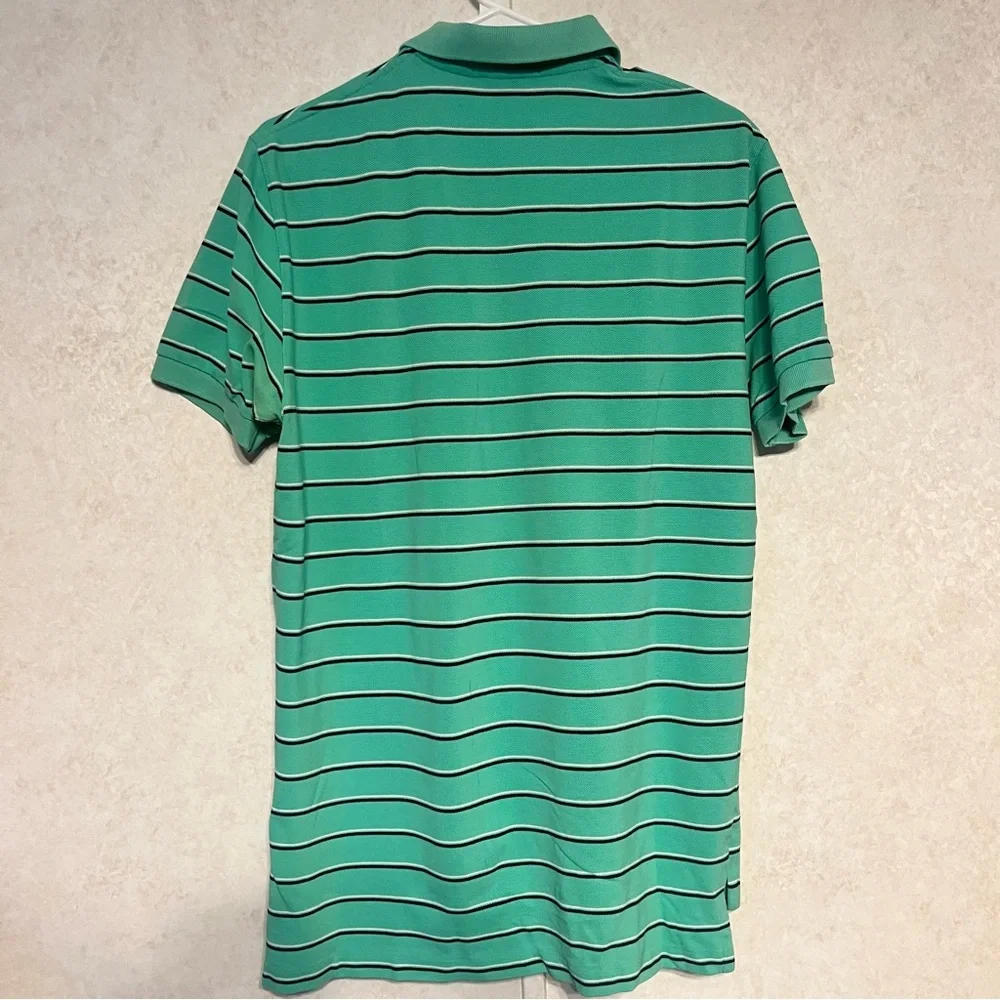Ralph Lauren Men's Polo Shirt in‎ Green and White Stripes